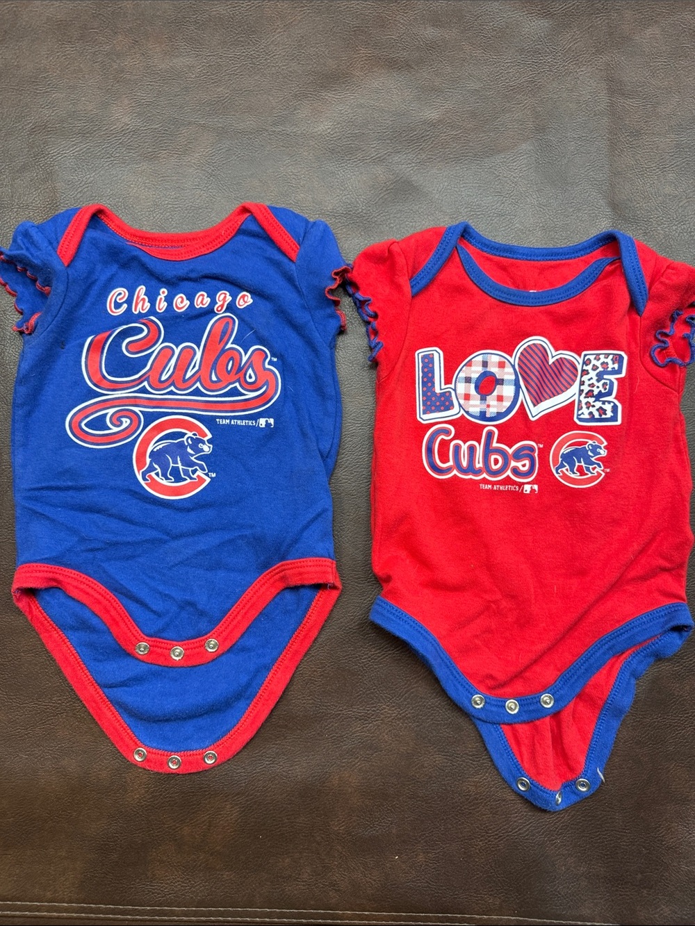 2 Chicago Cubs Infant Onesies - Blue & Red
